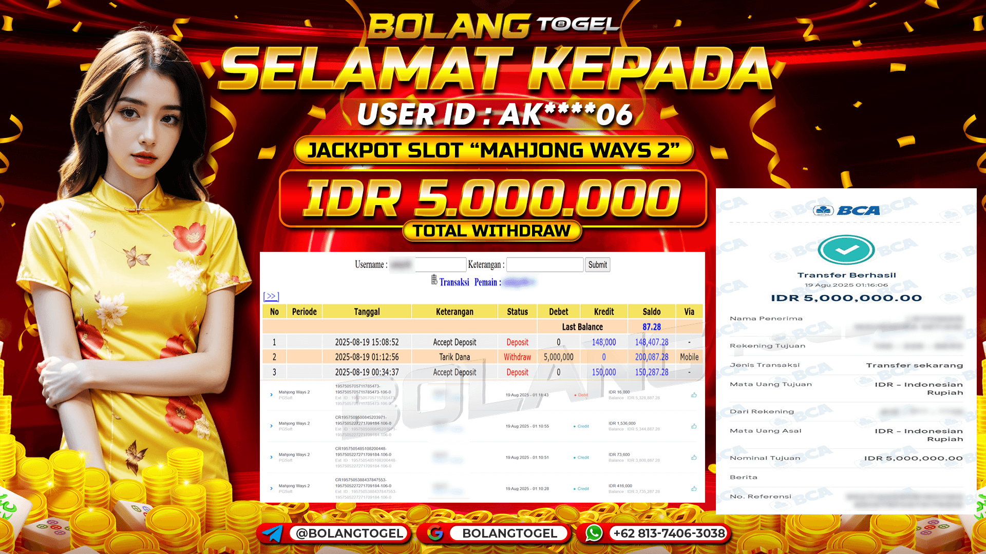 Bukti jackpot SLOT MAHJONG WAYS 2 BOLANGTOGEL - gambar 1